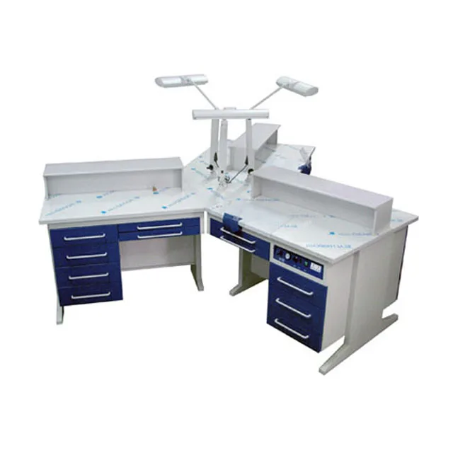 Dental Lab Bench Dental Corner Work Table With Vacuum Triple Dental