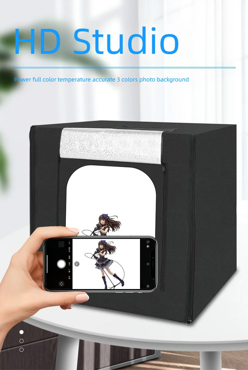 Timable Light Box 50cm Dimmable Light Box High CRI 90 Photography Portable Photo Studio ...