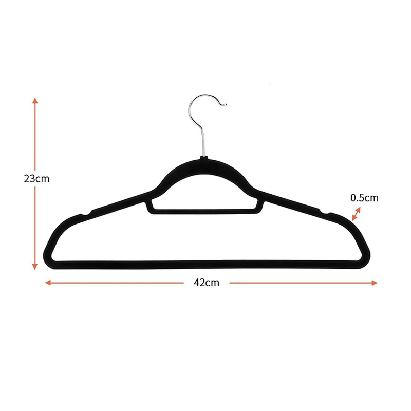 50 Pack Premium Flocking Nonslip Black Flock Velvet Coat Suit Hangers