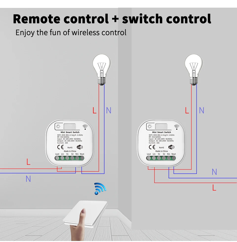 Factory Wholesale RF433 Smart WiFi Wireless Kinetic Switch No battery require Remote Control Switch Waterproof Wall Light Switch