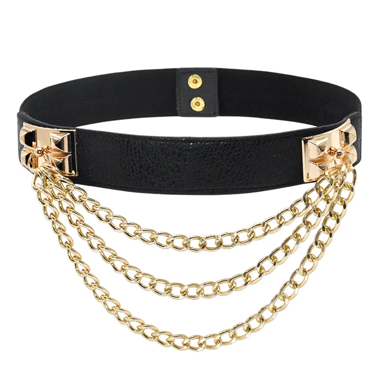 black waist belt with chain