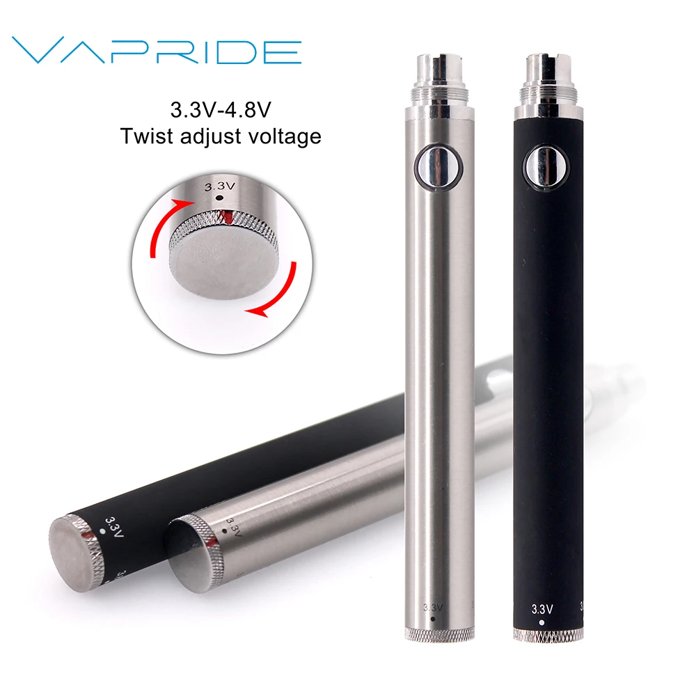 Высокое качество, Лидер продаж, аккумулятор VAPRIDE Evod Twist 510 Thread Vape Pen 650/900/1100 мАч 3,3-4,8 в