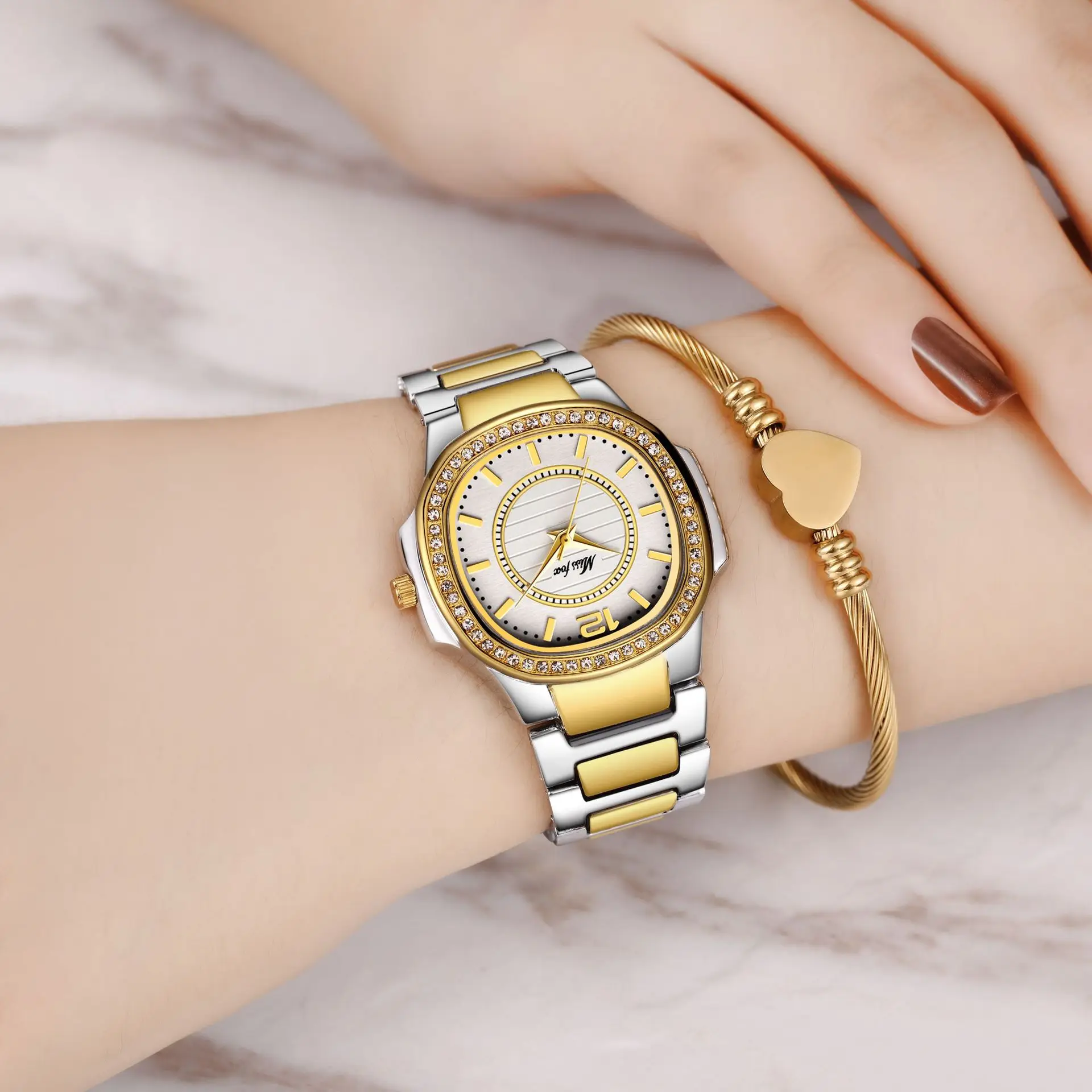 MISSFOX Rose Gold Watch Luxury Women's Quartz Timepiece