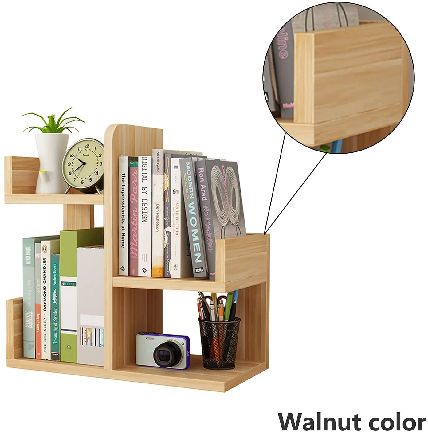 Wooden Desktop Shelf Small Bookshelf Bookcase Accessories Display Stand