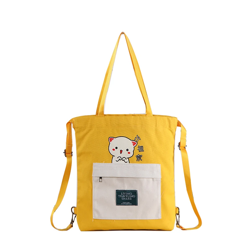 Fashion Latest High Quality Cotton Cute Tote Shopping Pockets Canvas Bags Custom Logo
