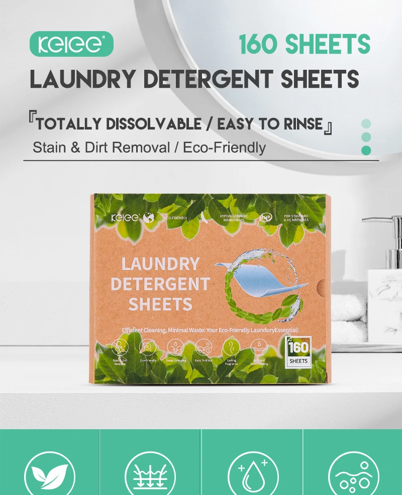 160 Sheets Eco Friendly Laundry Detergent Sheet Private Label Box