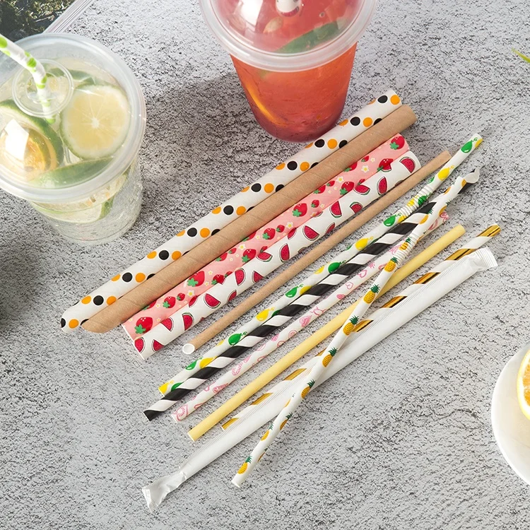 Biodegradable Colorful Paper Straws Decorative Disposable Drinking Straws for Coffee Juice Tea factory