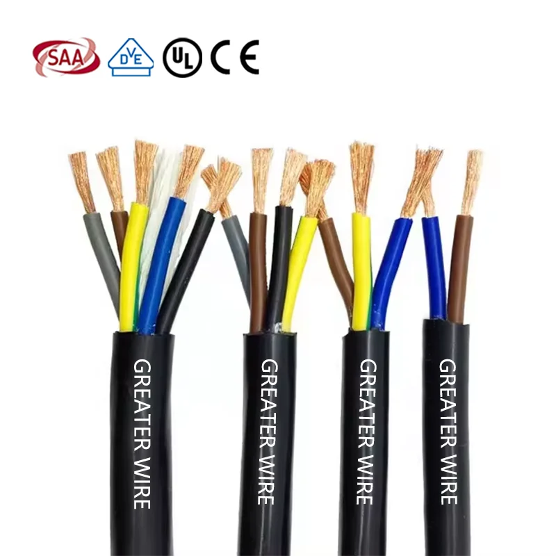 Factory Flexible Cable 2 3 4 5 Core H03VVH2-F H05VVH2-F 4mm 6mm 2.5Sq mm 3 Core Flexible Copper Cable