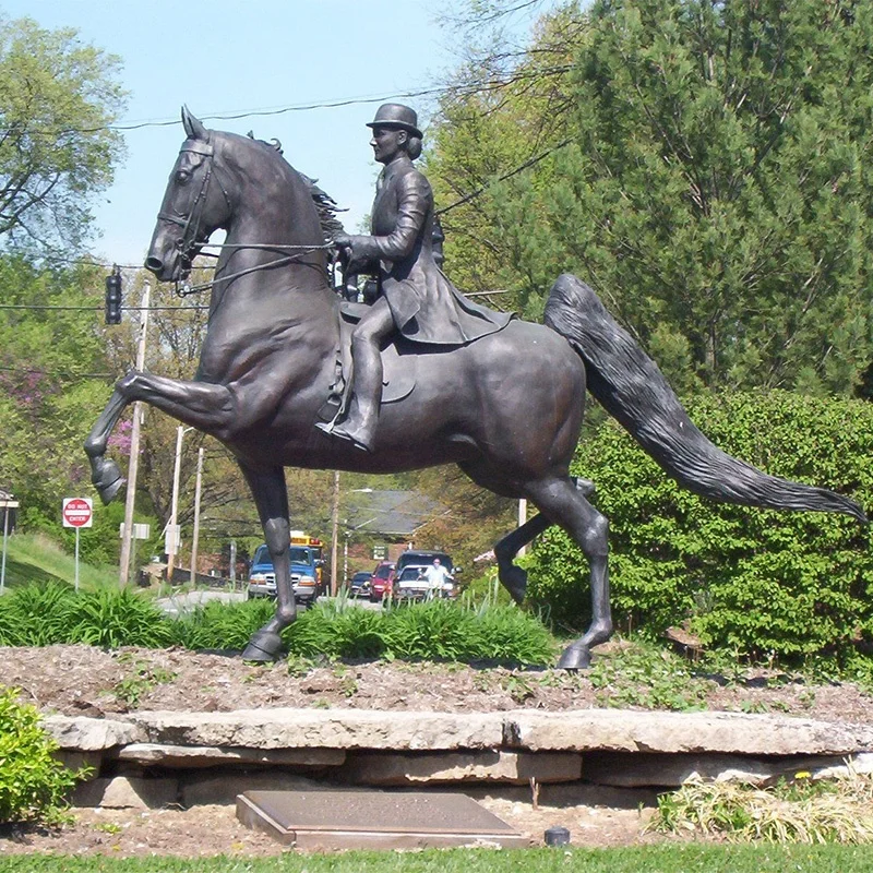Life Size Big Horse Sculpture With Sex Girl Statue in Garden Decoration