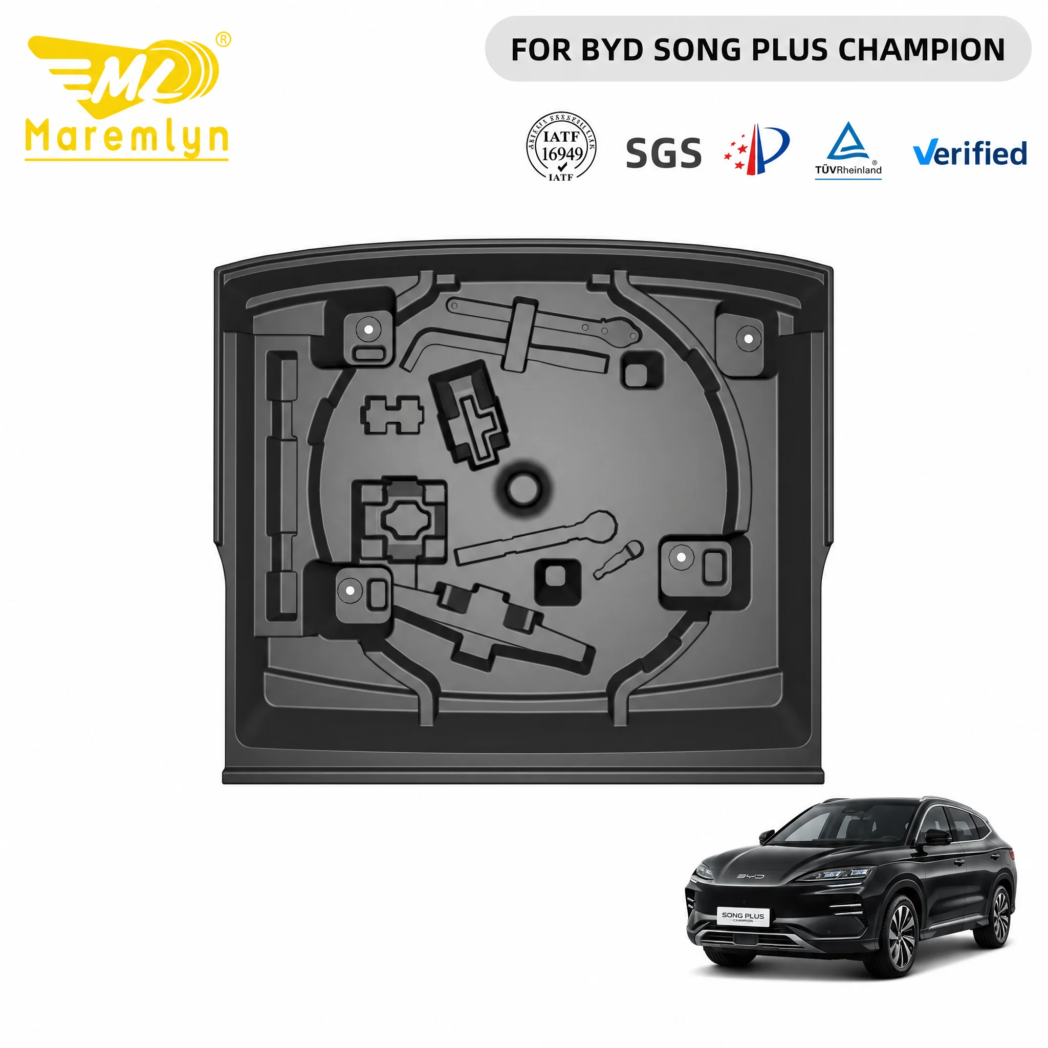 Maremlyn Rear Trunk Lower Storage Box for BYD Seal U Cargo Organizer Car Interior Accessories
