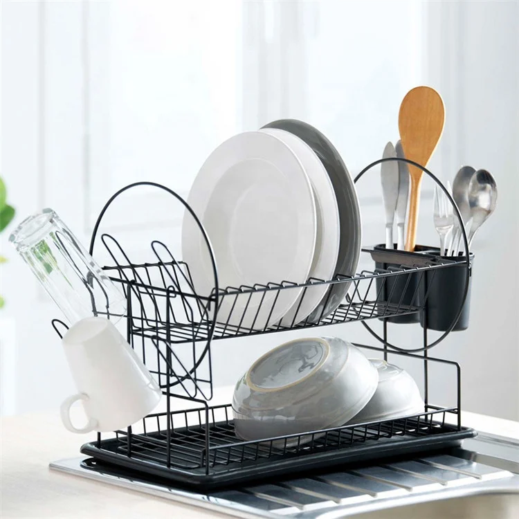 Dish Drying Rack for Kitchen Counter, Large 2 Tier Rustproof Stainless  Steel Dis