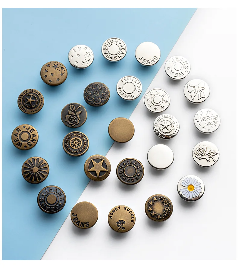 Wholesale Shank Jeans Buttons - Silver Jeans Logo