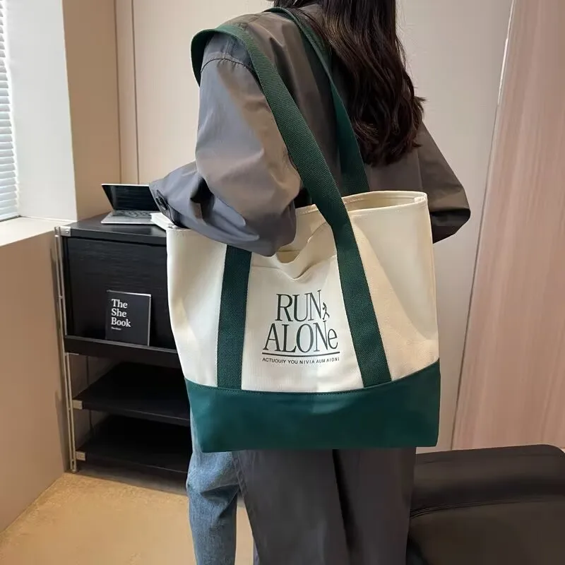 Eco-Friendly Custom 12 Oz Fabric Tote Bag with Colour Handle Recycled Canvas Digital Print for Grocery Shopping