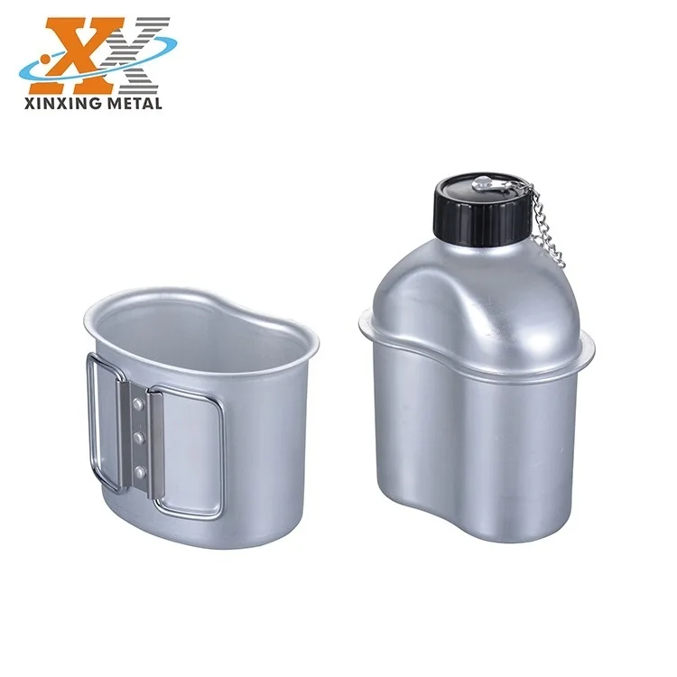 Wholesale Portable 1L Aluminum Canteen Water Bottle With Drinking Cup