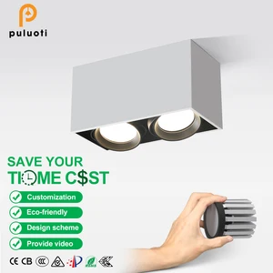 Modern 24W H125mm AR80 Downlight Aluminum LED Ceiling Light White Square Surface Mounted 2-Head 3000K 4000K 5000K Led Spot Light