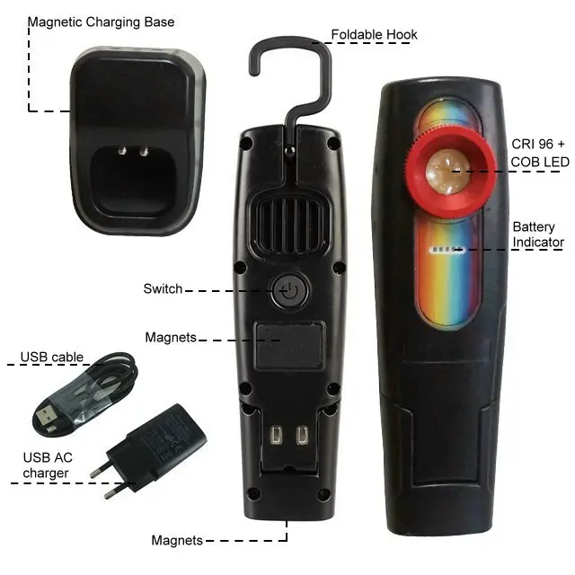 5W 500LM Color Match LED Inspection Lamp for Car Paint - Dimmable ...