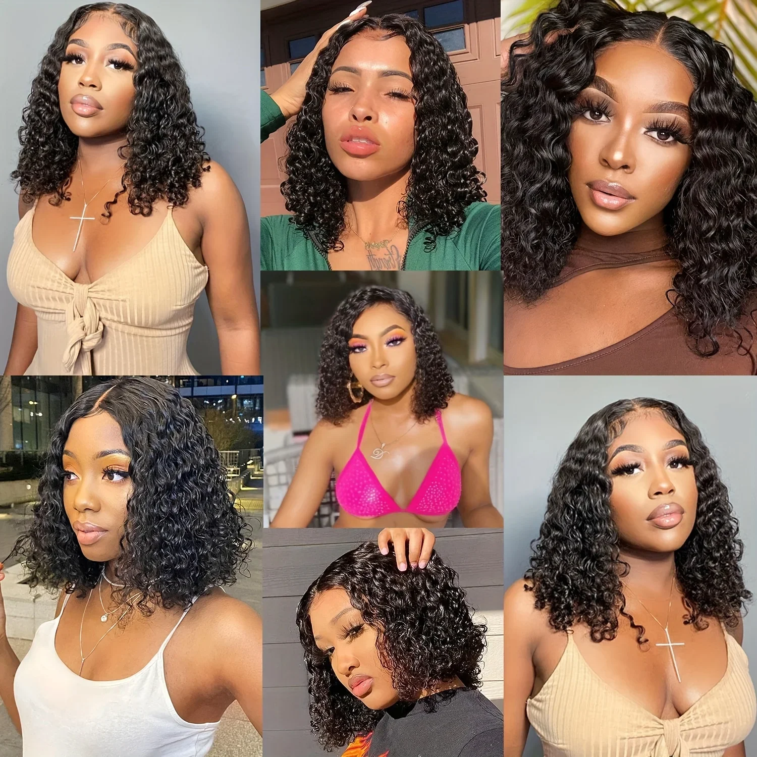 Wear and Go Glueless Human Hair Deep Wave Bob Wig Pre Cut 6x4 Lace Front Wigs for Beginners_voghion.com