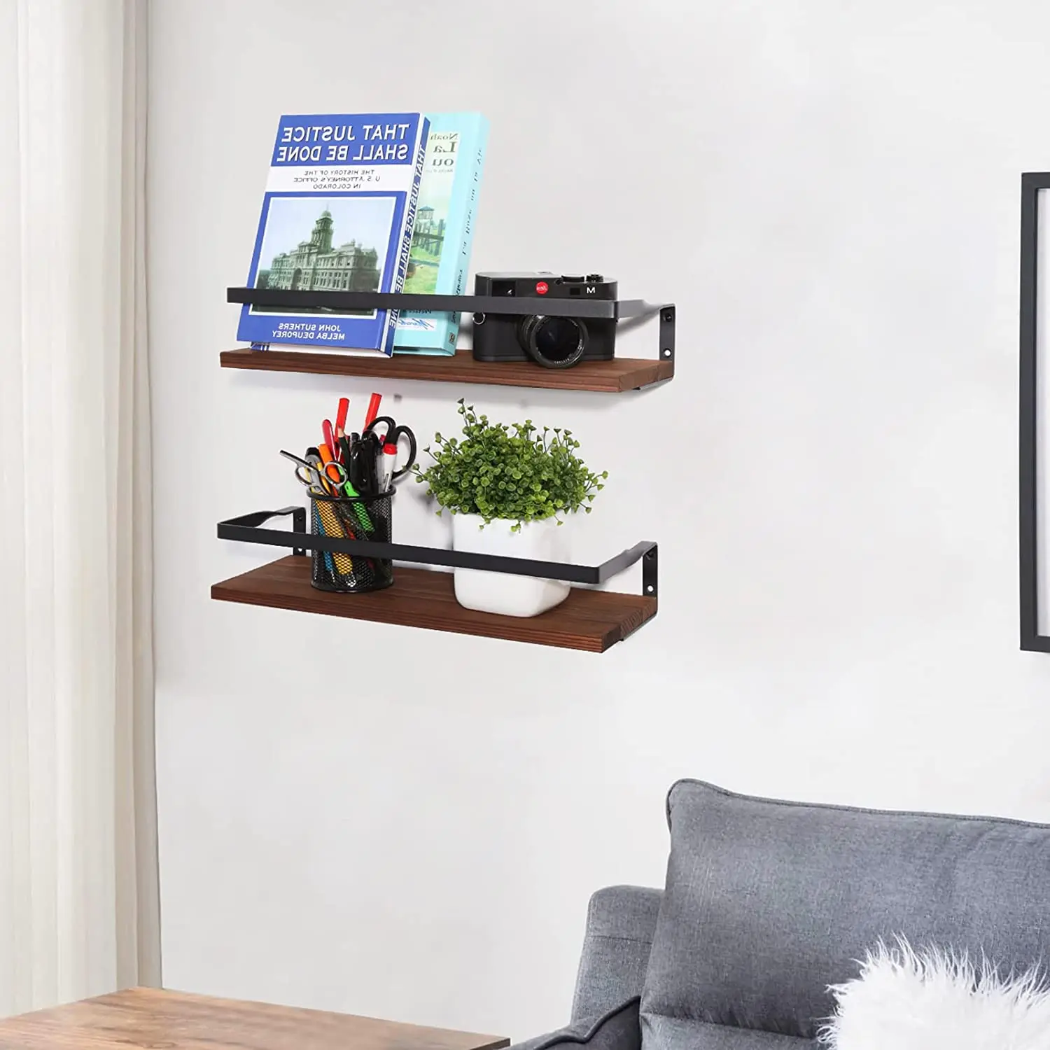 Wall Shelf Floating Shelves Wood Grain Shelves For Kitchen (dark Brown