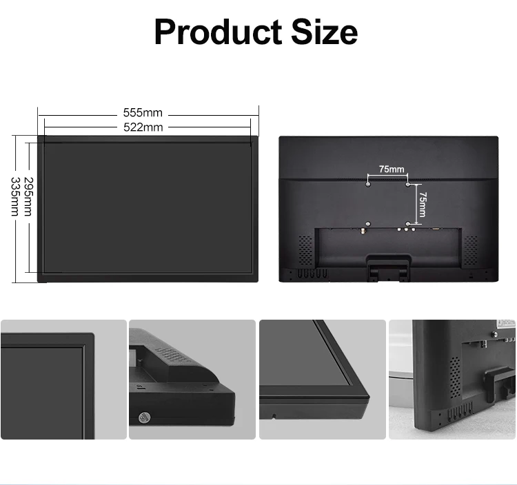 New 23.6 Inch 1920*1080 HD-MI VGA USB Resistive Touch Plastic TFT VESA Wall Mounted Industrial LCD Monitor for Business Use
