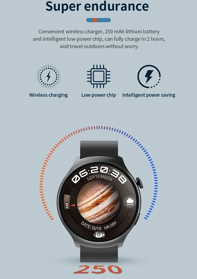 New Trend Stainless Steel Metal Leather Strap Connected Reloj Inteligente Hombre SmartWatch Wireless Charger Smart Watch for Men