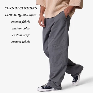 Factory Custom logo Design Oversized Fit Wide Leg Work Pants Men Baggy Wide Eleg Solid Color Thick Cotton Cargo Carpenter Pants
