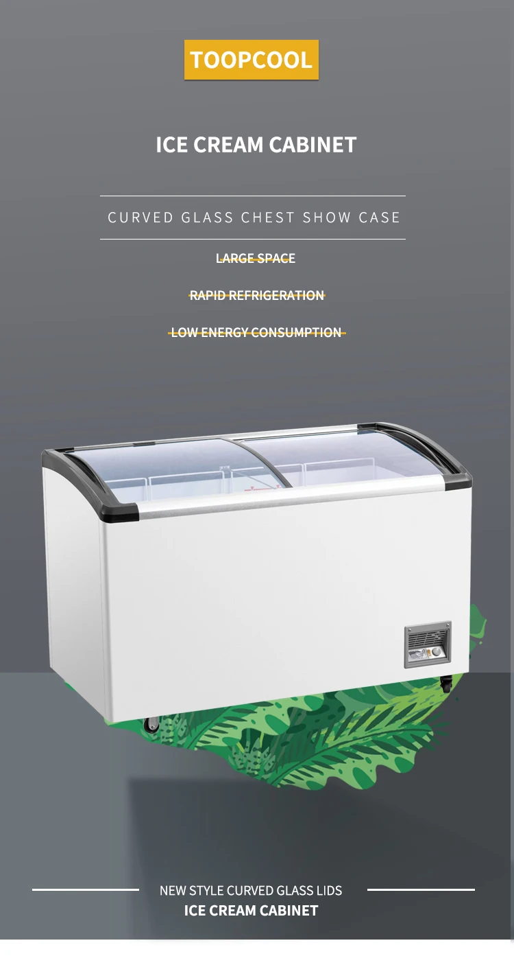 Topcool Ice Cream Chest Freezer Sliding Glass Door Chest Curve Mini