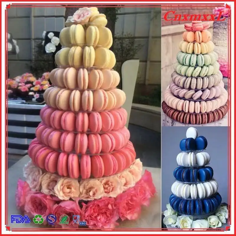High Quality 10 Layer Tiers Tower Acrylic Macaron Display Acrylic Macaron Stand Macaron Pyramid in Custom Design