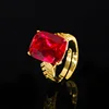 adjustable size Gold red corundum ring