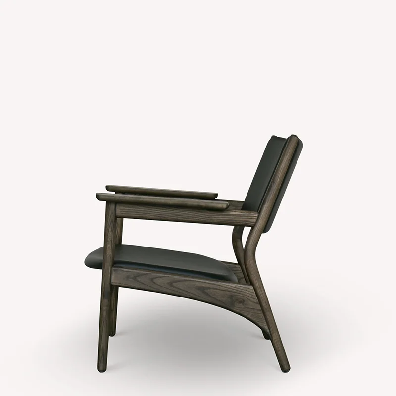 N-lc01 Chair Designer Japanese Leather Leisure Solid Wood Armchair Reception