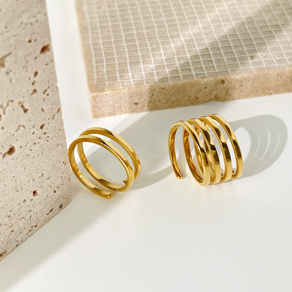 255 Trendy Texture Metal 18K Gold Plated Simple Finger Ring Stainless –  Meher's-TheLabel