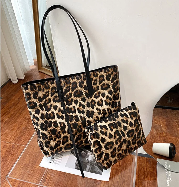 Wholesale Large Leopard Lady Hand Bags Women Handbags Ladies Shoulder Purse  Sets Leather Tote Bag With Custom Printed Logo - Buy Tote Bag,Purse Sets, Ladies Hand Bags Product on 