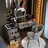 Gray-black 79-table charging cabinet, mirror, flower fairy stool