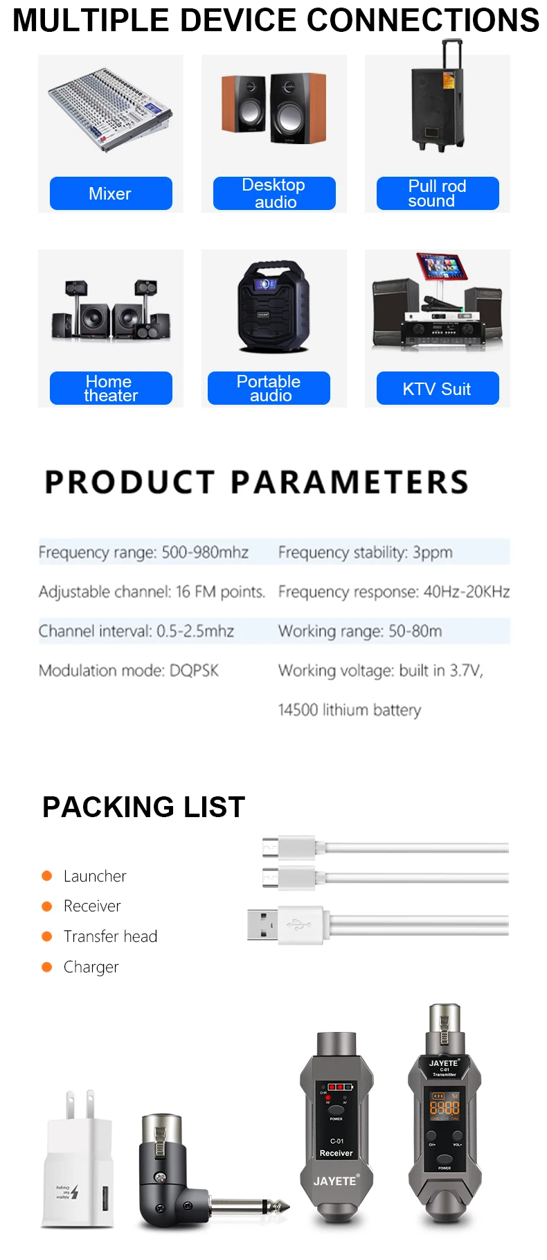 Professional Uhf Wireless Xlr Speaker Transmitter Converter Digital Wired To Wireless Microphone
