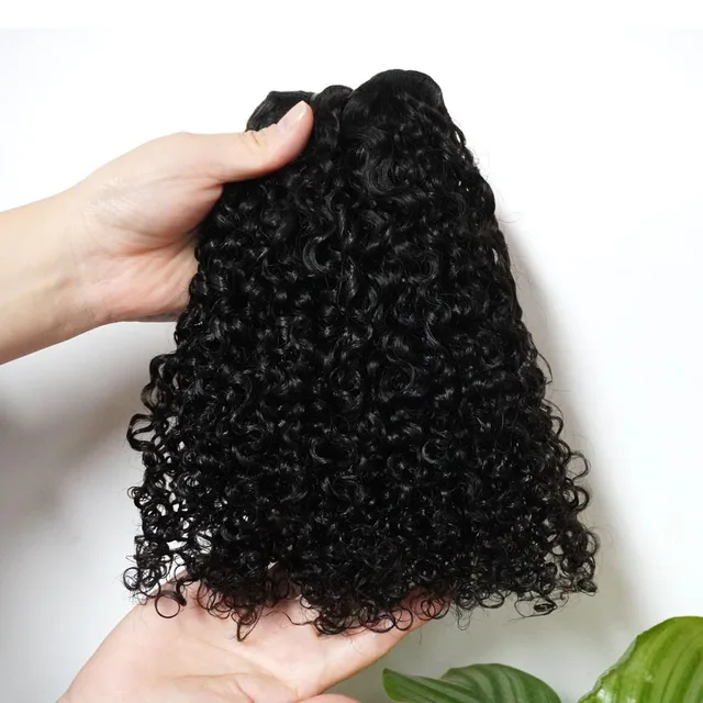 KAMA Virgin Indian Remy Human Hair Weave Weft Machine Double Drawn for Curls Bundle Extensions for Women