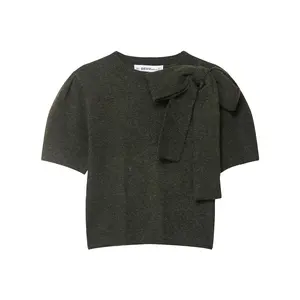 Wholesale Autumn New Women's Round Neck Short Sleeve Bowknot Casual Knitted  Top Women's Clothes