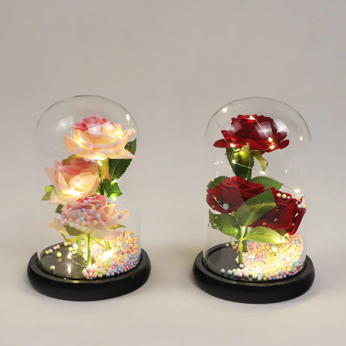 Preserved Rose in a Glass Dome with Led Light Eternal Rose Galaxy Rose Flower Best Gift for Her on Valentine's Day Mother's Day