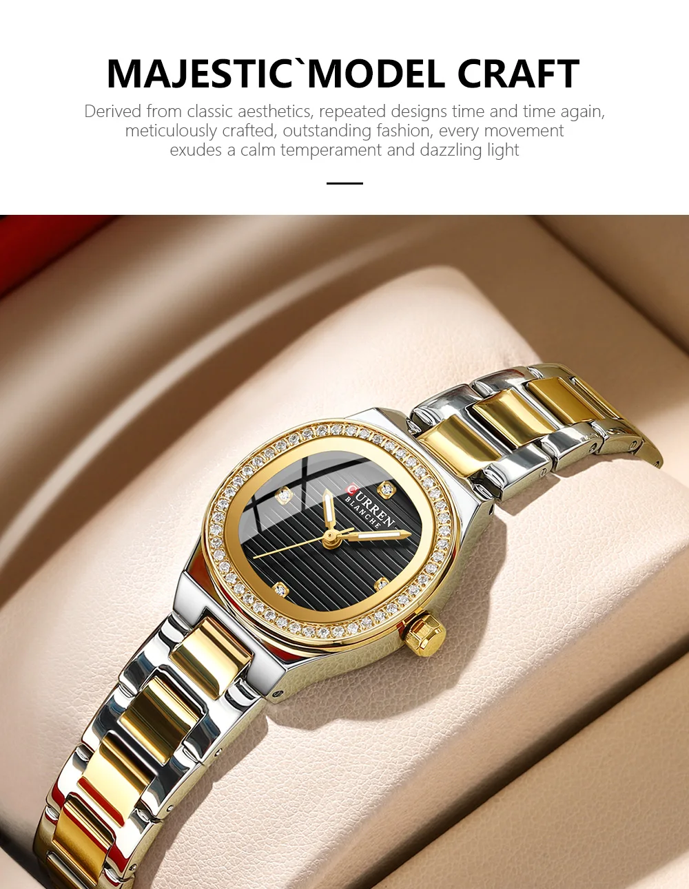 Curren 9101 Square Small Dial Luminous Hands Luxury Diamond Waterproof Stainless Steel Beauty Style Original Watch for Women