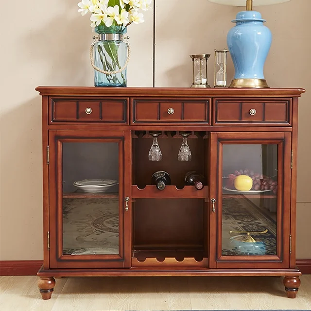 Solid Wood Meubles Buffet Tables with Storage Drawers and Doors for Living Room