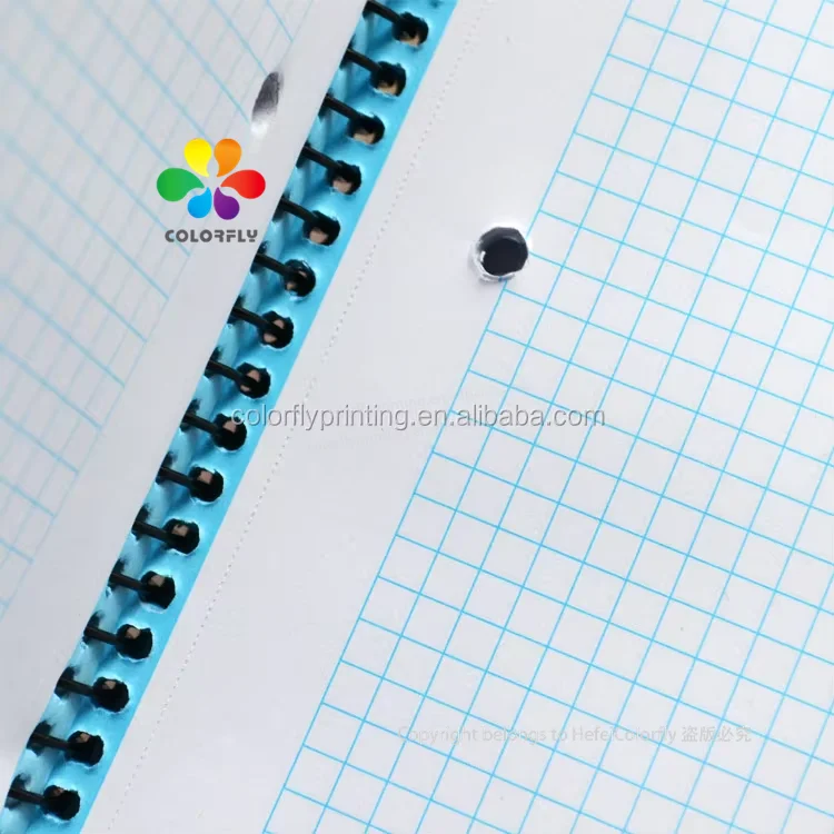 A4 Size Graph Paper Perforated Notebook Custom 5 Subject Notebook Spiral