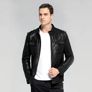 Vegetable Tanned Wash Black Custom Motorcycle Fashion Genuine Biker Leather Biker Jacket Made in China