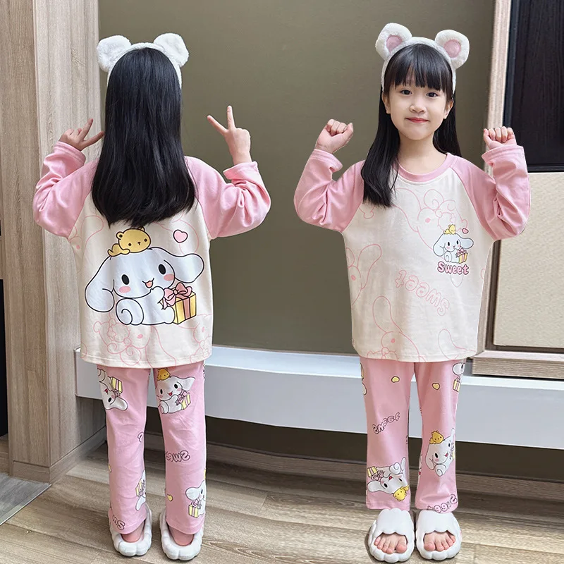 2023 Kawaii Anime Sanrio Little Girl Pajama Suit Kuromi Cinnamoroll My ...