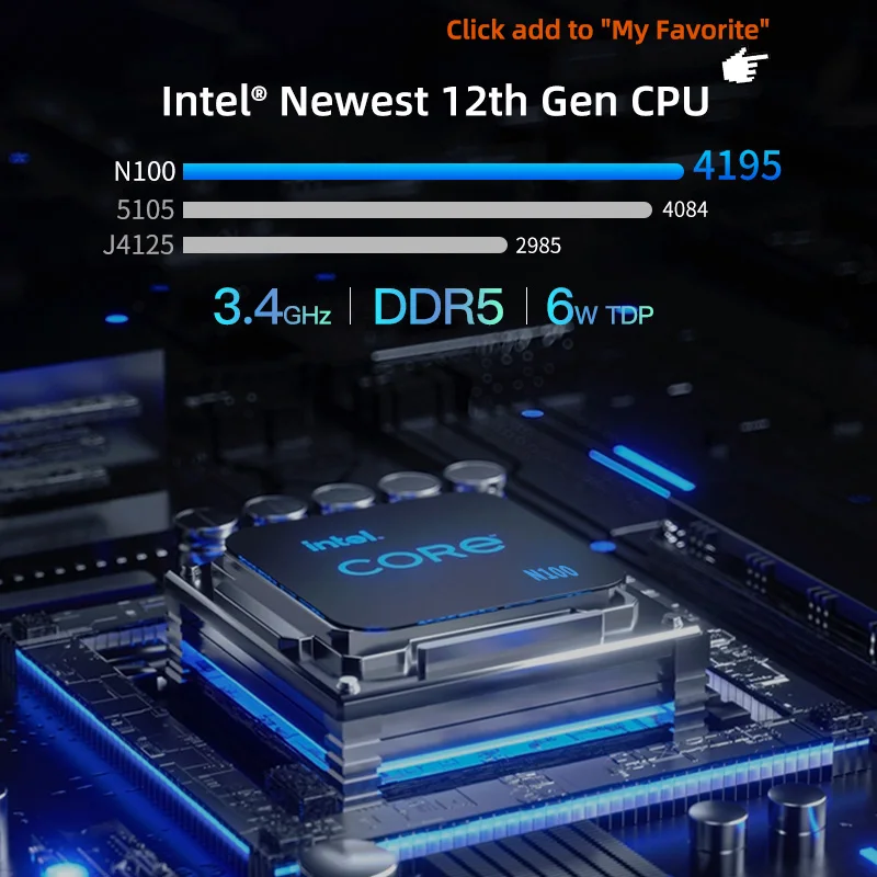 Mini PC with Intel N100, 8GB DDR5, 256GB SSD - Win11