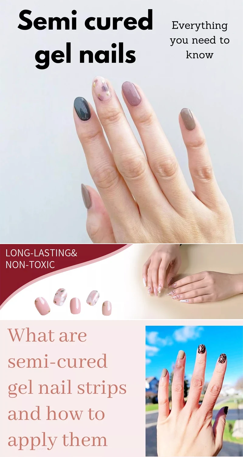 Factory Supplier New Designs Custom Semi Cured Gel Nail Polish Sticker