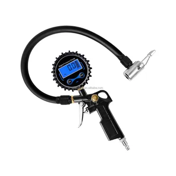 Portable Dial Car Tire Inflator Gun Gauge With Flexible Hose Tyre Pressure Gauge For car