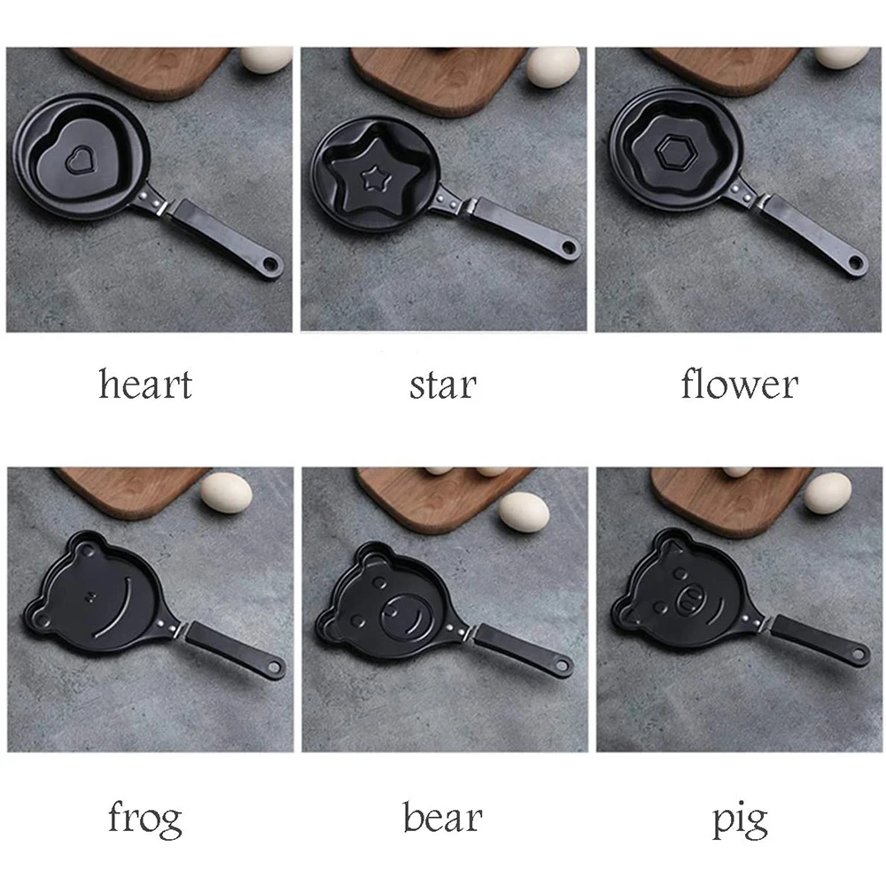 High Quality Nonstick Cute Pattern Egg Mini Deep Fry Pan Heart Bear Frog Shaped Personalized Customized Shape Egg Frying Pan