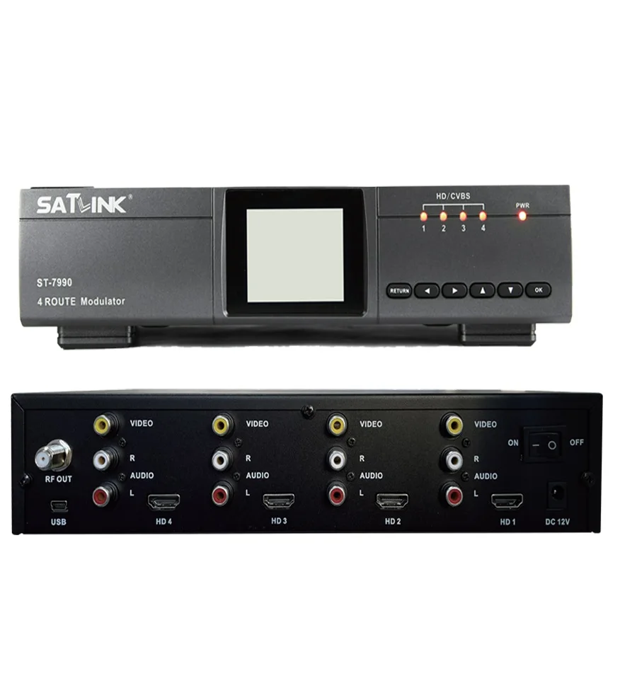 Satlink ST-7990 Color LCD Composite Video H.264 Encoder AV HD to DVB-T DVB-C ISDBT Encoder Modulator