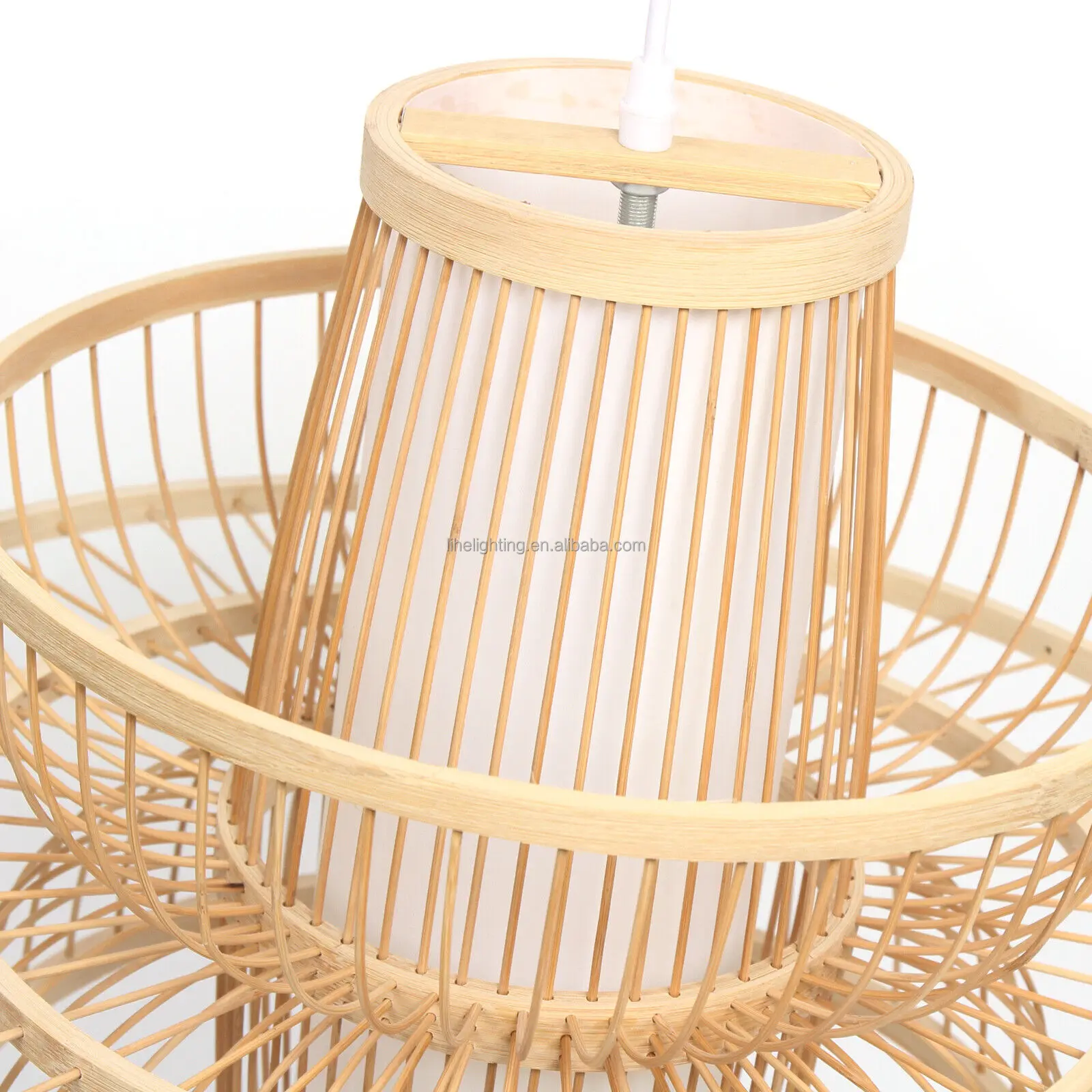 Fabric Modern Bamboo Wicker Rattan Woven Pendant Light Fixture Ceiling ...