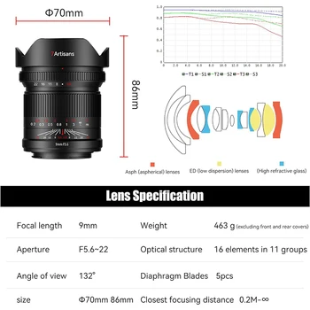 7artisans 9mm F5.6 Full Frame MF Ultra Wide Angle Prime Lens for Sony E Nikon Z Canon RF Sigma L Mount product image