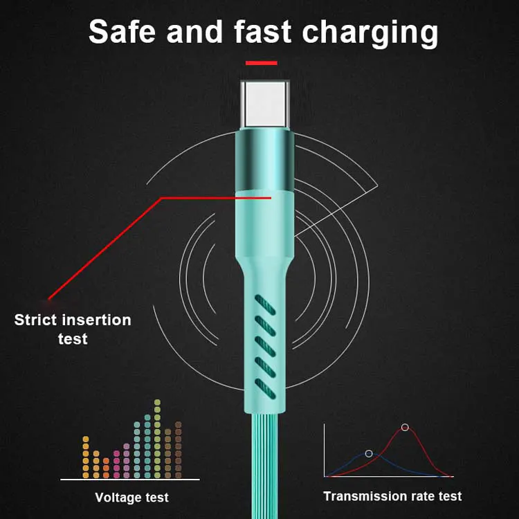 Fast Charge 2A 1M 3FT Rainbow Colorful Charging Cable Mobile Phone USB Cable For i11Pro Micro USB Android Type C Quick Charge