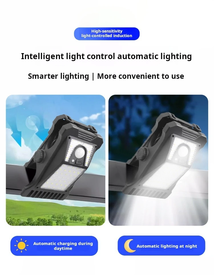 Wholesale Solar LED Portable COB Clip Lights with Body Sensing Wall Lights for Outdoor Garden Terrace Courtyard Lighting